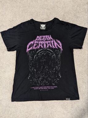 Killstar Graphic Tee Black Purple Gothic Streetwear T-Shirt Size Small